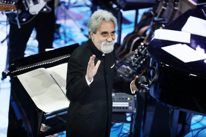 Sanremo,,Italy,-,February,07:,Orchesta,Director,Beppe,Vessicchio,Attends