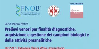 “Prelievi venosi per finalità diagnostiche, acquisizione e gestione dei campioni biologici e delle attività preanalitiche” – Evento il 25 settembre