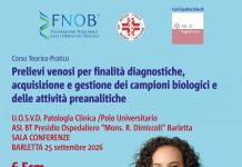 “Prelievi venosi per finalità diagnostiche, acquisizione e gestione dei campioni biologici e delle attività preanalitiche” – Evento il 25 settembre